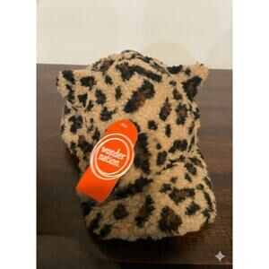 NWT Wonder Nation Girls Fuzzy Cheetah Animal Print Hat with Ears One Size